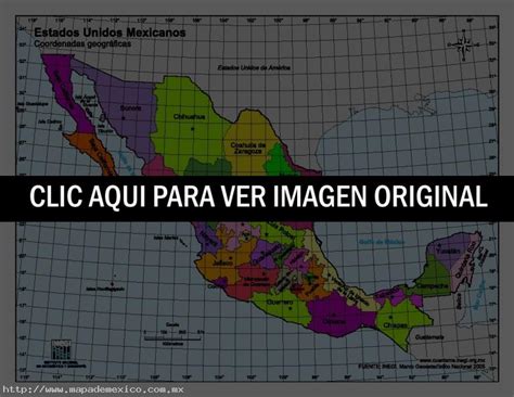 Mapa de México con coordenadas geográficas Mapa de México