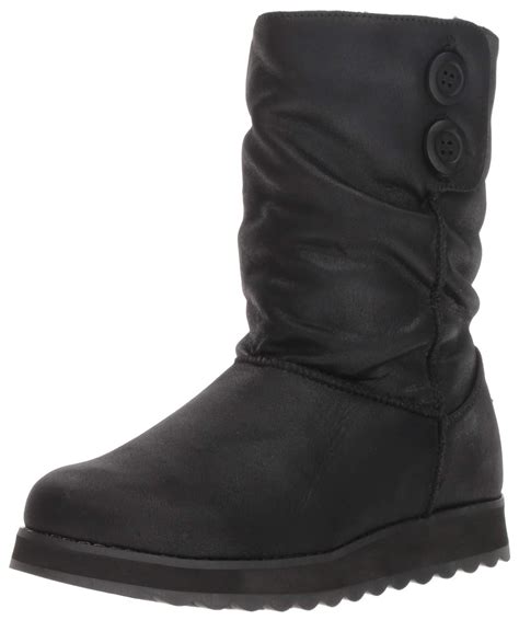 skechers keepsakes 2 0 big button slouch mid boot fashion in black save 53 lyst