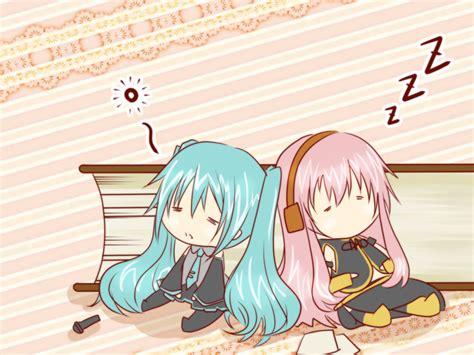 Chibi Hatsune Miku Megurine Luka Sleeping Vocaloid Anime Wallpapers