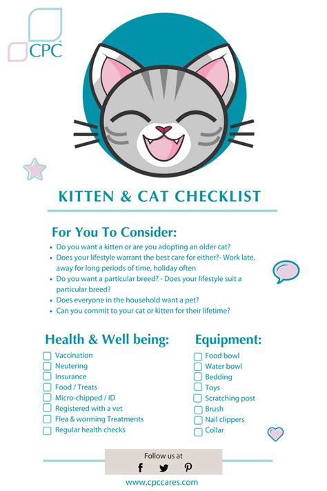 Kitten And Cat Checklist Cpc Cares Foster Kittens Cats And Kittens