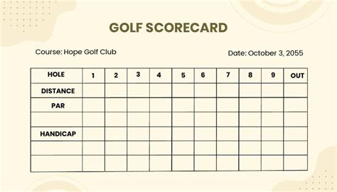 Golf Scorecard Template In Illustrator Psd Word Download