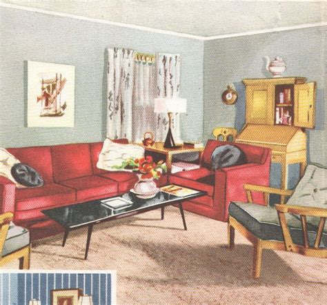 Living Room Mid Century Decor 1950s House Interior Design Furniture