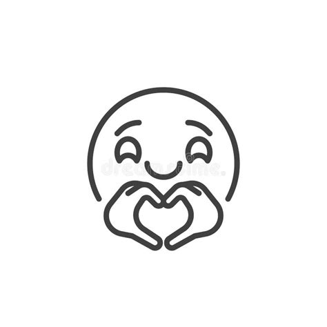 emoticon with heart hands gesture line icon stock vector illustration of editable emoji