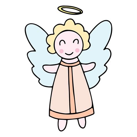 Cute Vector Christmas Angel Vector Doodle Cartoon Angel Icon 4582936 Vector Art At Vecteezy