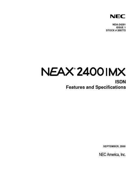 Nec Neax2400 Imx Isdn Features And Specificationspdf Nec Diagramasde