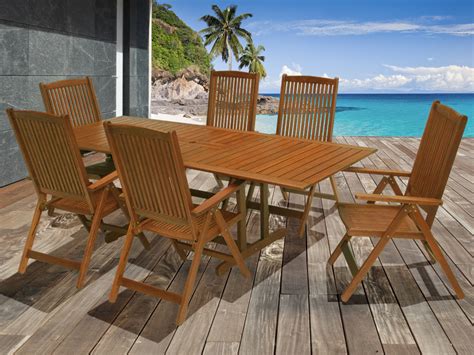 Salon de jardin en bois exotique  Family  Marron acajou  Table