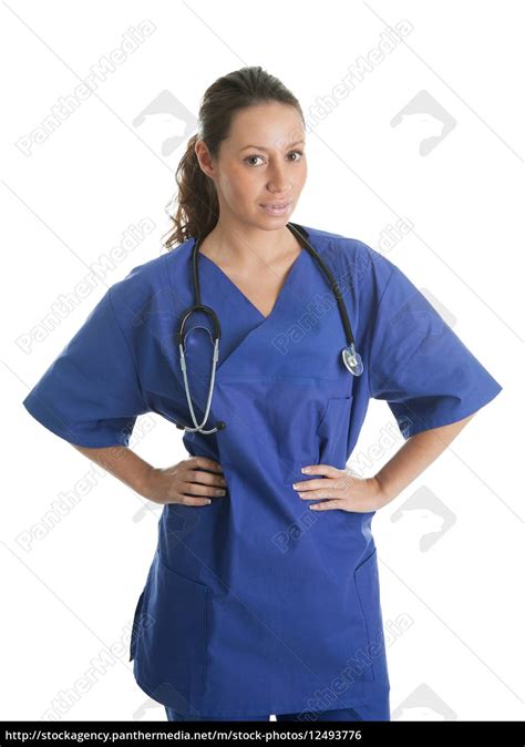 Lächelnde Krankenschwester Frau Mit Stethoskop Lizenzfreies Foto 12493776 Bildagentur