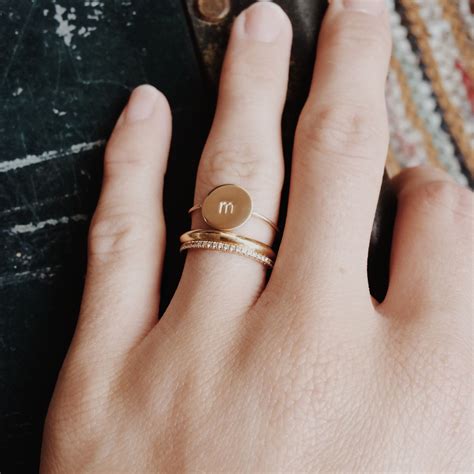 Mini Initial Ring | Rutilated quartz ring, Initial ring, Gold initial ring