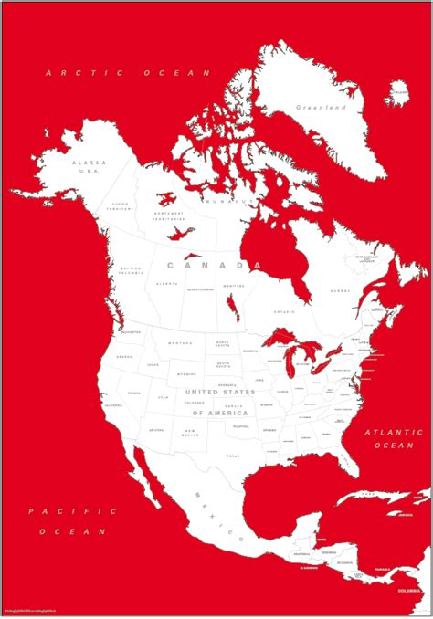 Canvas Coloured North America Map Uk Free Delivery Cosmographics Ltd