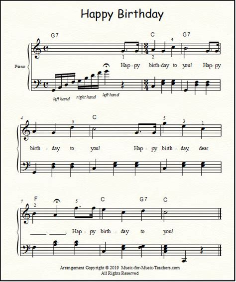 Free Printable Sheet Music For Piano Happy Birthday - Printable Templates