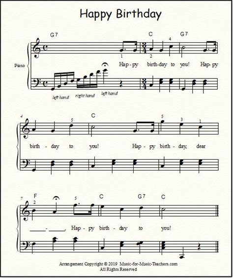 Free Printable Sheet Music For Piano Happy Birthday Printable Templates