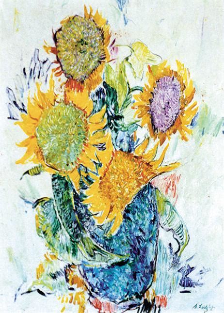 Anton Lutz Werkverzeichnis Sämtlicher Gemälde Sonnenblumen In Blauer