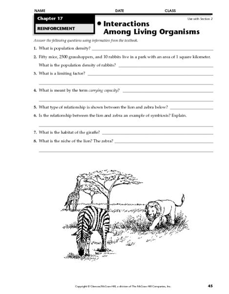 Interactions Among Living Organisms Worksheet For 4th 6th Grade