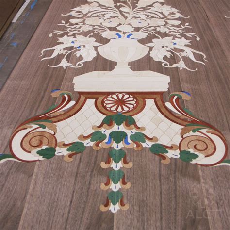 Black and white detailed floral pattern. Highly detailed marquetry floral pattern using maple ...