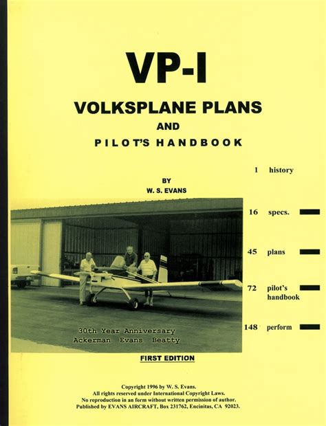 vp 1 volksplane plans and pilots handbook with evans designers handbook