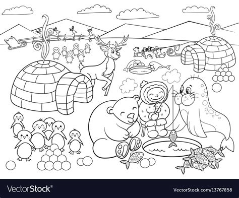 Kids Coloring North Pole Royalty Free Vector Image