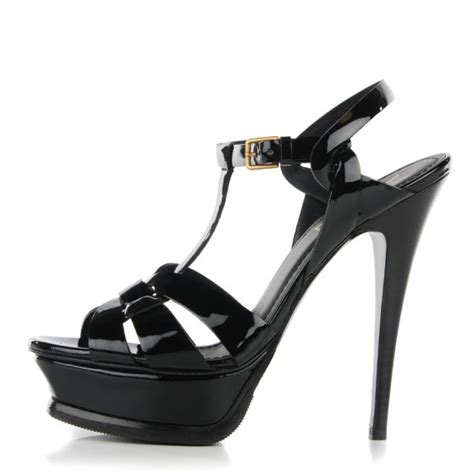 saint laurent patent tribute 105 platform sandals 37 5 black 127028 fashionphile