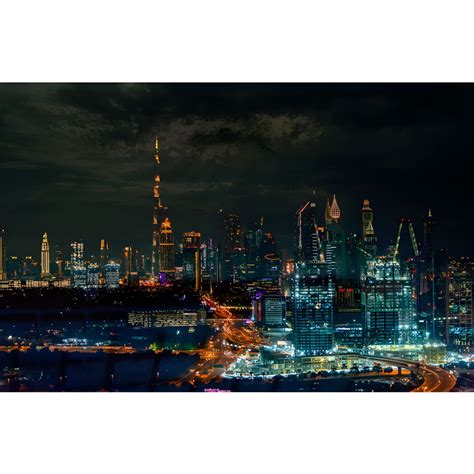 Dubai City Night View Wall Mural Waterproofing Wall Covering For