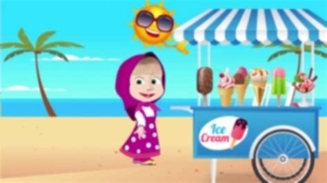 Masha And The Bear Masha And The Bear Cry At Beach When Lost Her Ice Cream Youtube