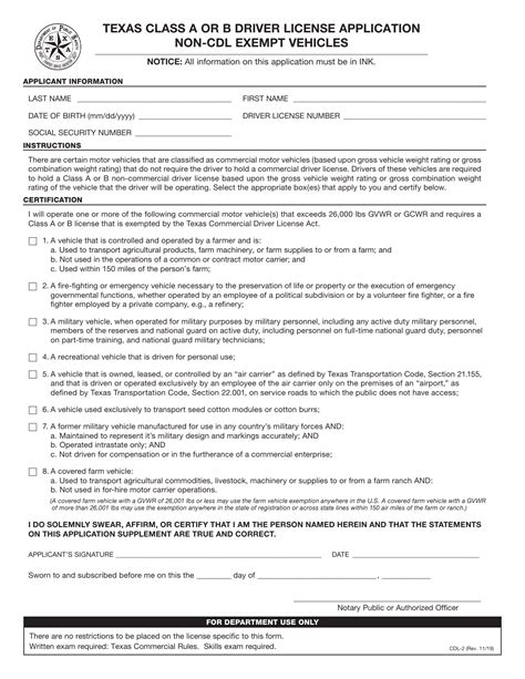 Form Cdl 2 Download Fillable Pdf Or Fill Online Texas Class A Or B