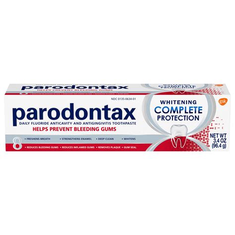 Revitalizing gum toothpaste that reverses early gum disease damage by preventing bleeding gums and inflammation associated with gingivitis and restores gums back to. Parodontax Complete Protection Teeth Whitening Toothpaste ...