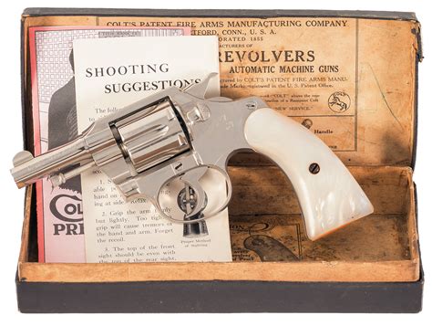 Nickeled Colt Police Positive Revolver With Pearl Grips And Box Rock