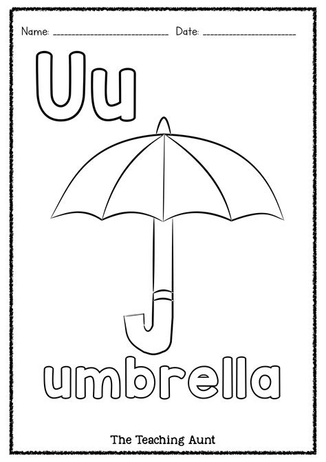 Letter U Umbrella Craft Template