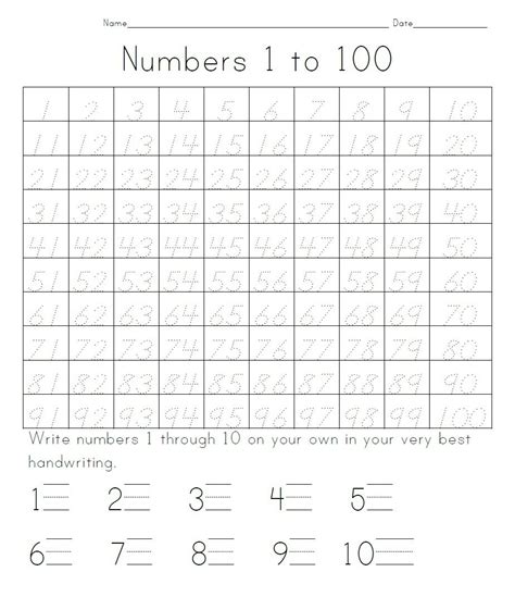 Written Numbers From 1 To 100