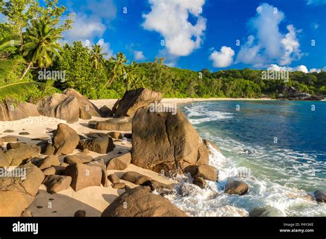 Anse Takamaka Paradise Beach On Tropical Island Mahé In Seychelles