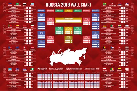 Russia 2018 World Cup Wall Chart On Behance