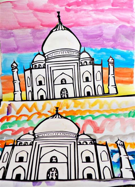 Taj Mahal Water Color Paintings Around The World Crafts For Kids