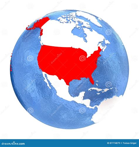 Usa On Globe Isolated On White Stock Illustration Illustration Of