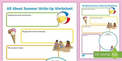 Free Summer Holiday Write Up Worksheet Teacher Made