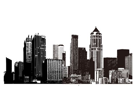 city silhouette png black and white