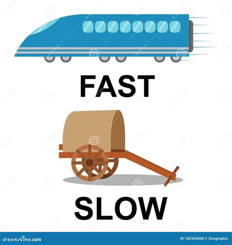 Fast And Slow Comparison Kids Vector Illustration Design Stock Vector