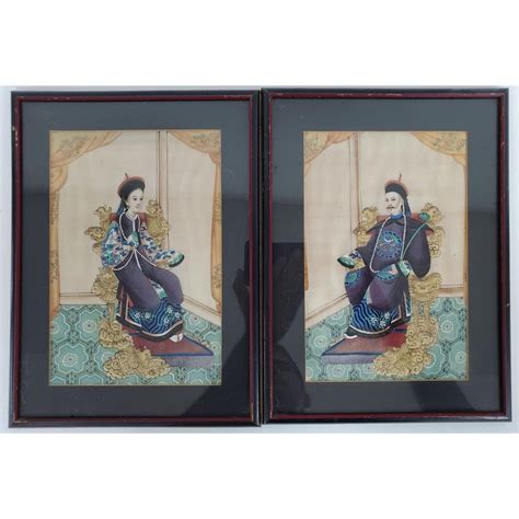 Lot Pair Of Antique Chinese Paintings On Silk