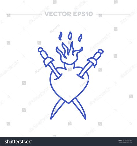 Doodle Icon Sacred Heart Traditional Tattoo Stock Vector Royalty Free