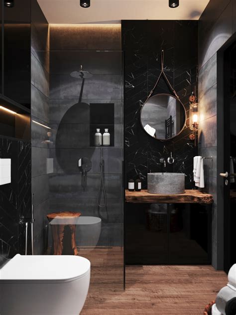 Contemporary Dark Bathroom Behance