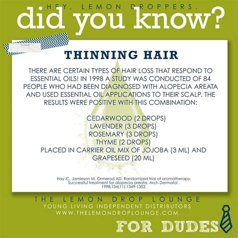 Oils for hair growth are carefully listed down here. Young Living essential oils for hair loss. Good for guys ...