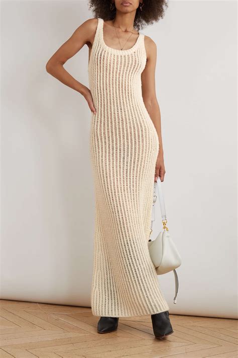 Chlo Open Knit Ribbed Wool Silk And Cashmere Blend Maxi Dress Net A