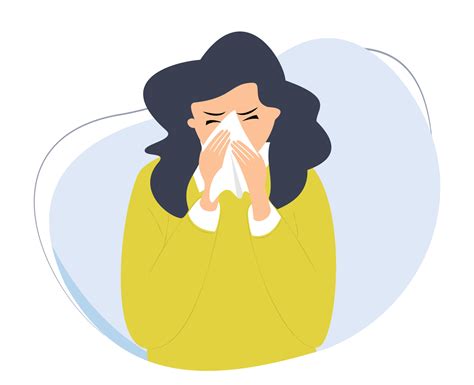 Woman Sneezing Vector Illustration Illustration Of Covering Nose With