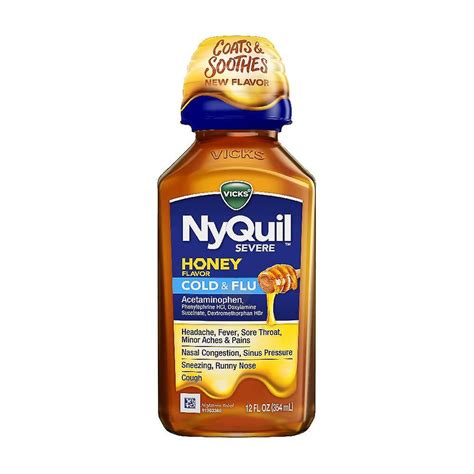 Vicks Nyquil Severe Honey Cough Cold And Flu Medicine 12 Oz Fruugo Gr