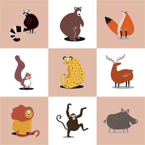 Collection Of Cute Wild Animals Illustrations Download Free Vectors