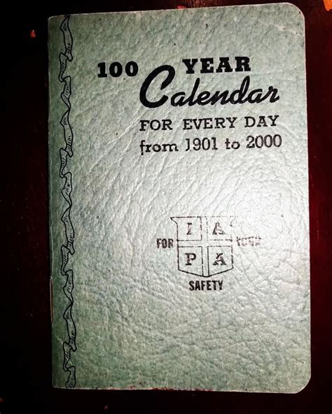 Collectible 100 Year Calendar By Industrial Accident Etsy 100 Years