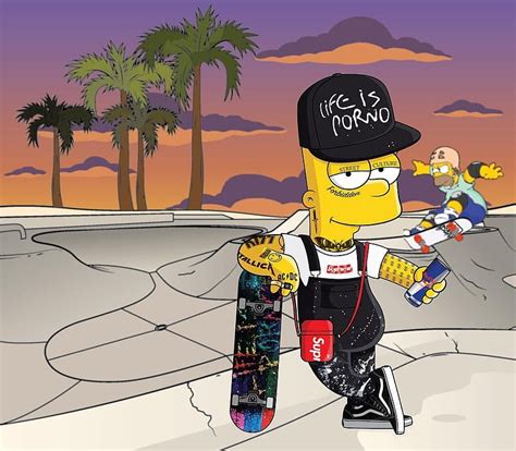 Free Download Dope Bart Simpson Skating Supreme Skateboard Hd