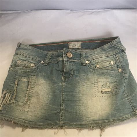 Micro Mini Very Distressed Jean Skirt Size Ebay