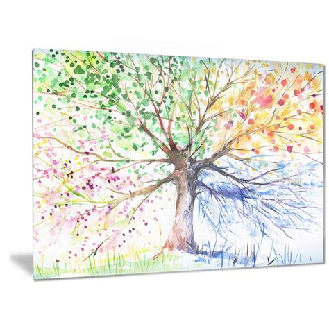 Shop Designart Four Seasons Tree Floral Metal Wall Art On Sale Free Shipping Today