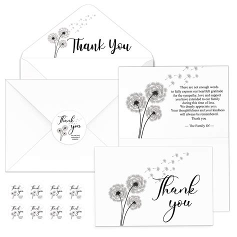 Buy 50 Set Funeral Thank You Cards With Envelopes And Stickers Thank