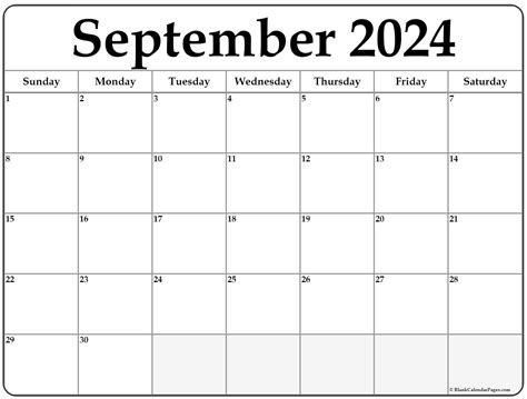 September 2024 Monthly Calendar Riset