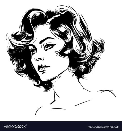 Black And White Female Portrait Royalty Free Vector Image